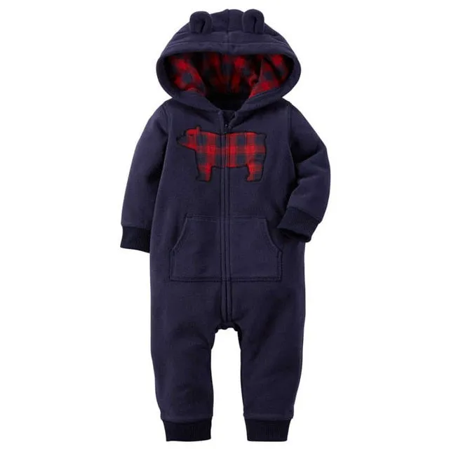 Fleece Hooded Baby Romper