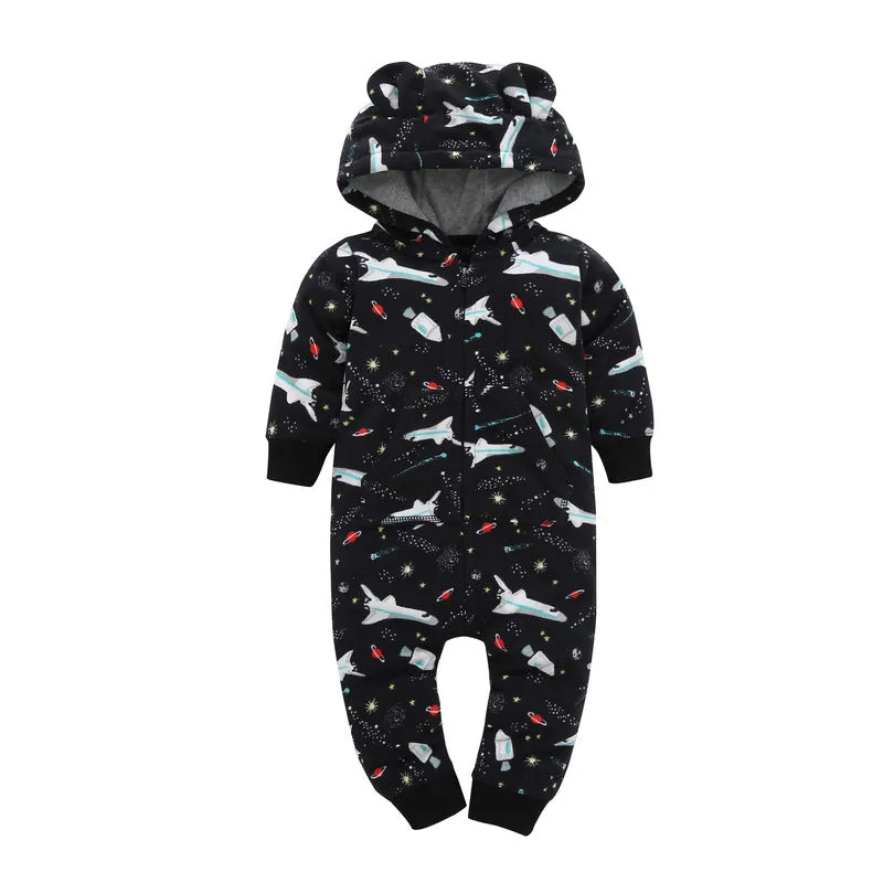Fleece Hooded Baby Romper