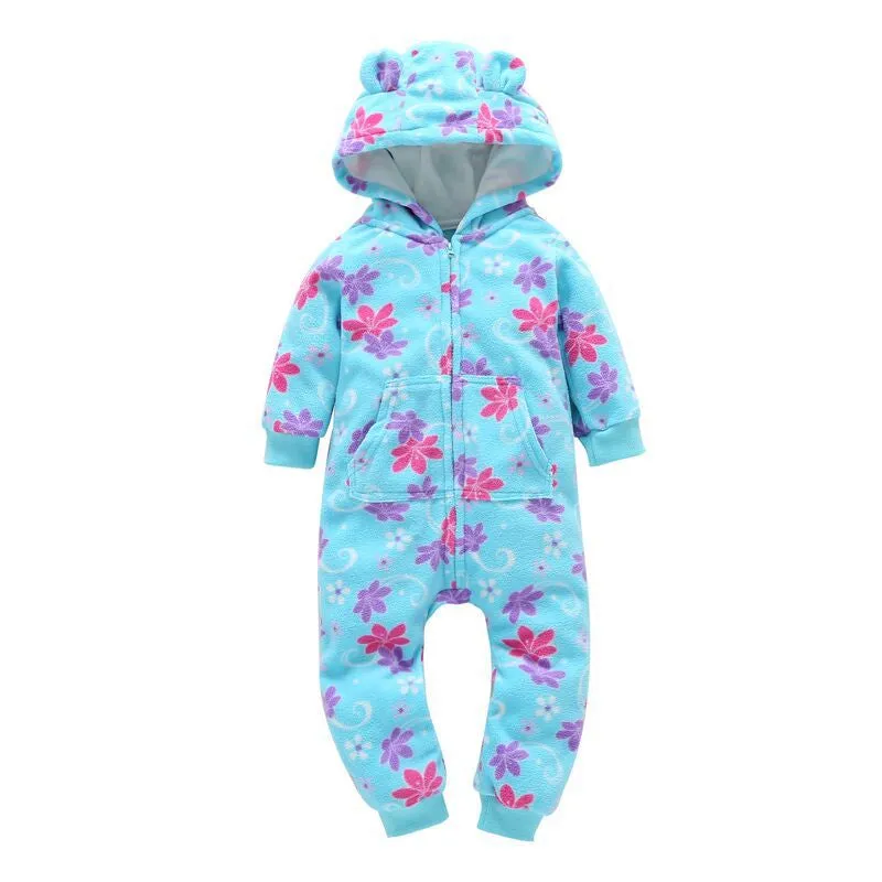 Fleece Hooded Baby Romper