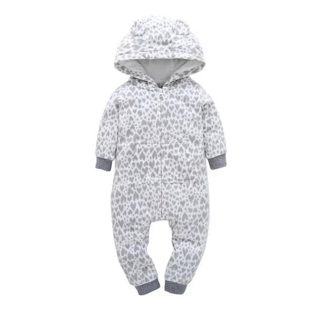 Fleece Hooded Baby Romper