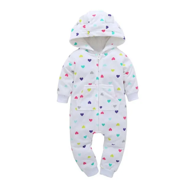 Fleece Hooded Baby Romper