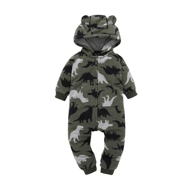 Fleece Hooded Baby Romper