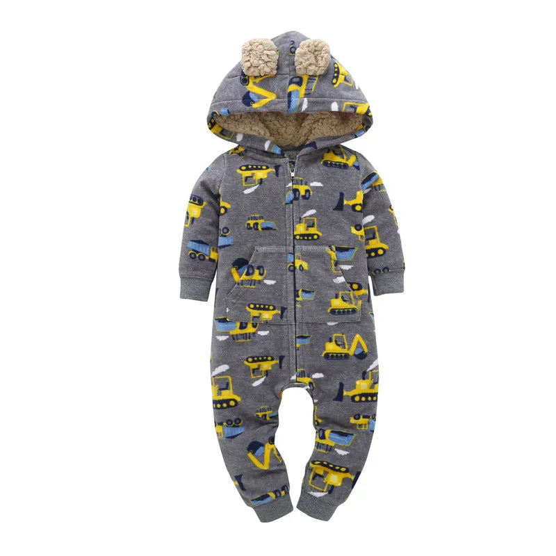 Fleece Hooded Baby Romper