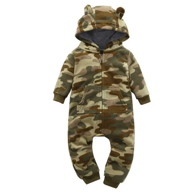 Fleece Hooded Baby Romper