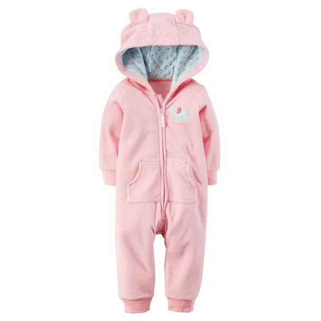 Fleece Hooded Baby Romper