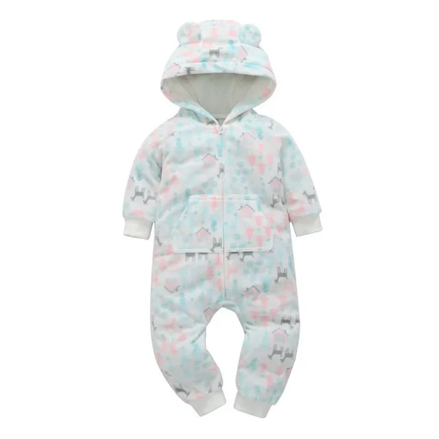 Fleece Hooded Baby Romper