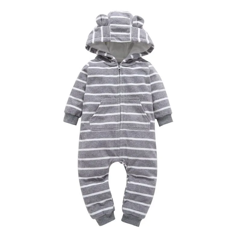 Fleece Hooded Baby Romper