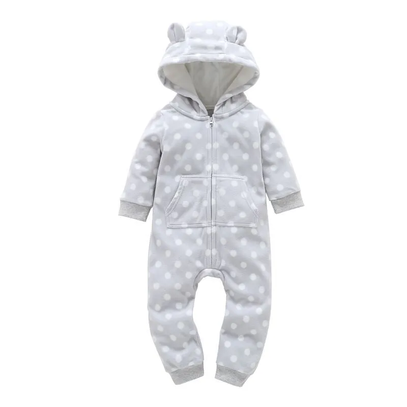 Fleece Hooded Baby Romper