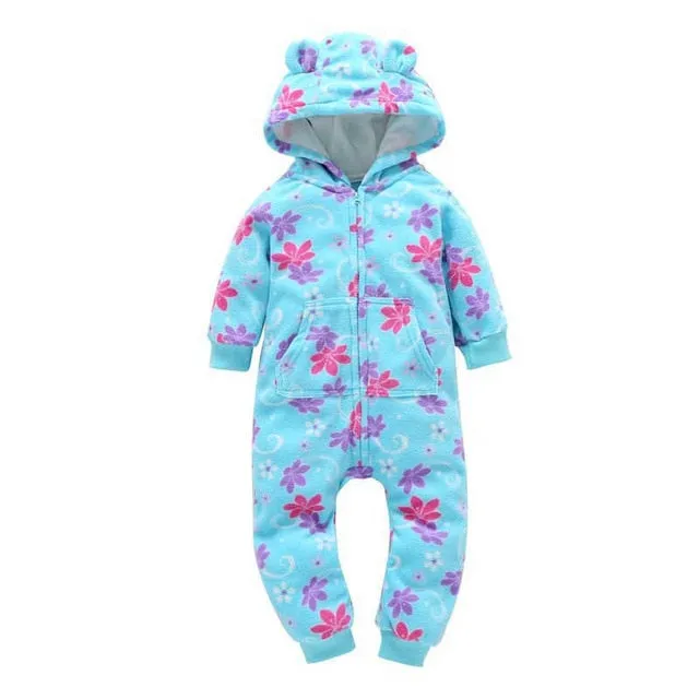 Fleece Hooded Baby Romper