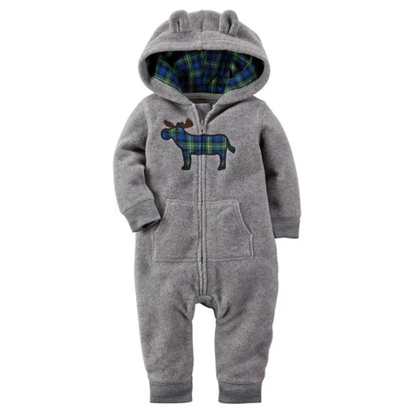 Fleece Hooded Baby Romper