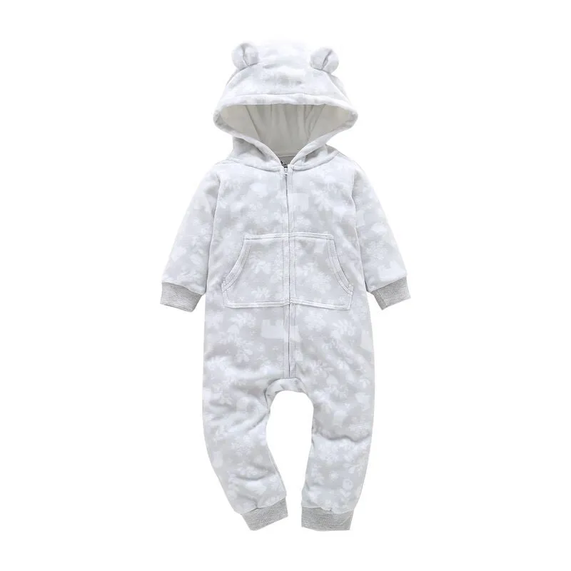 Fleece Hooded Baby Romper