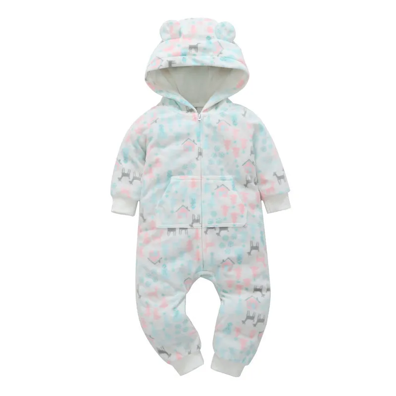 Fleece Hooded Baby Romper