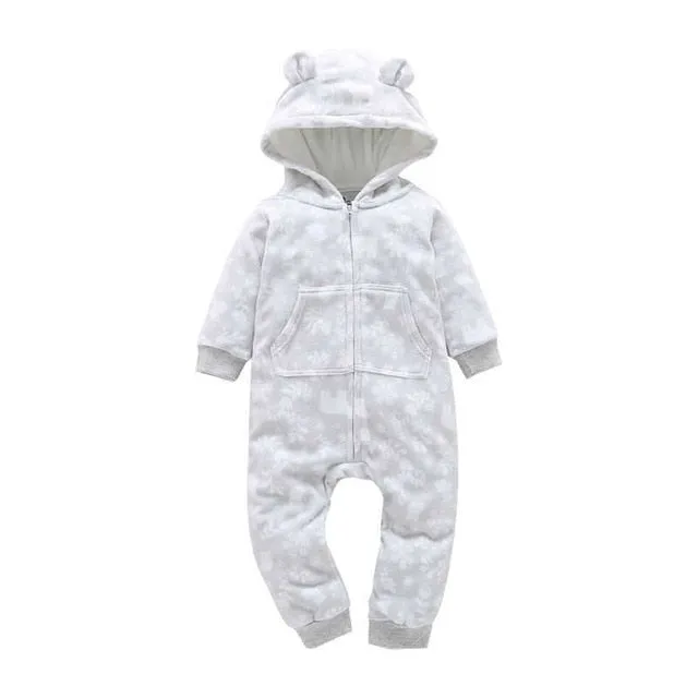 Fleece Hooded Baby Romper