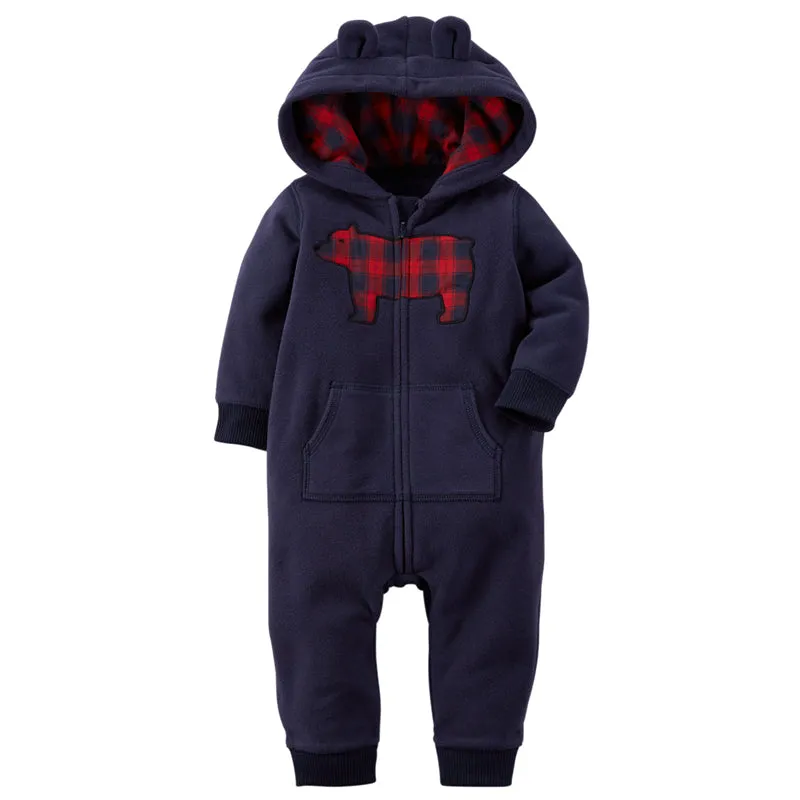 Fleece Hooded Baby Romper