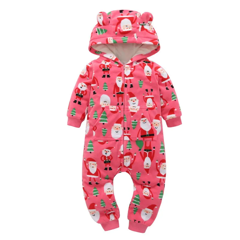 Fleece Hooded Baby Romper