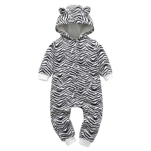 Fleece Hooded Baby Romper