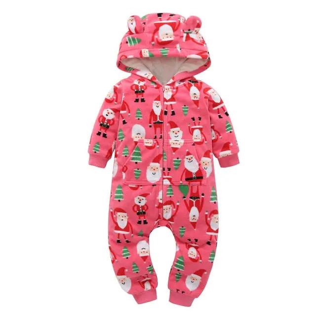 Fleece Hooded Baby Romper