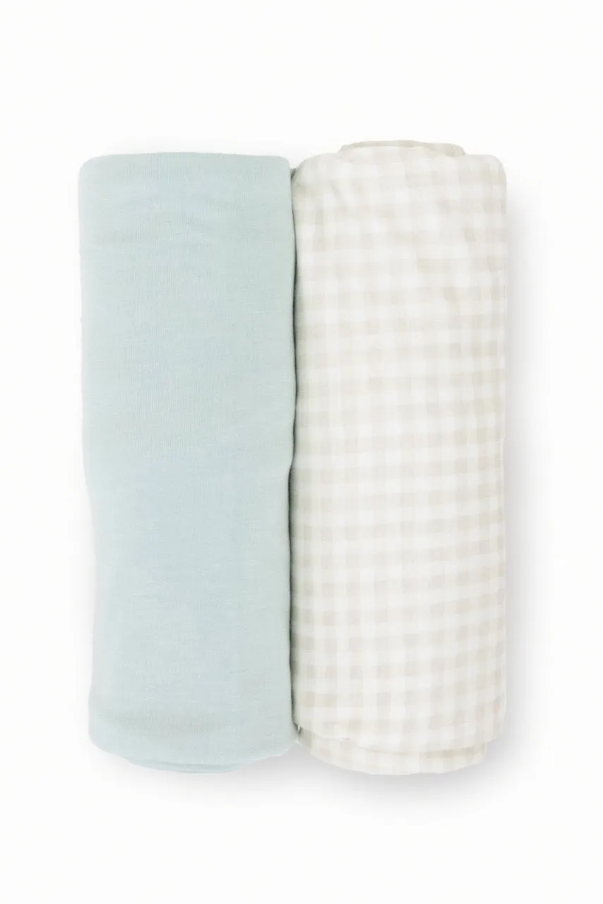 Frost Green Stretch Knit Swaddle Blanket 2 Pack