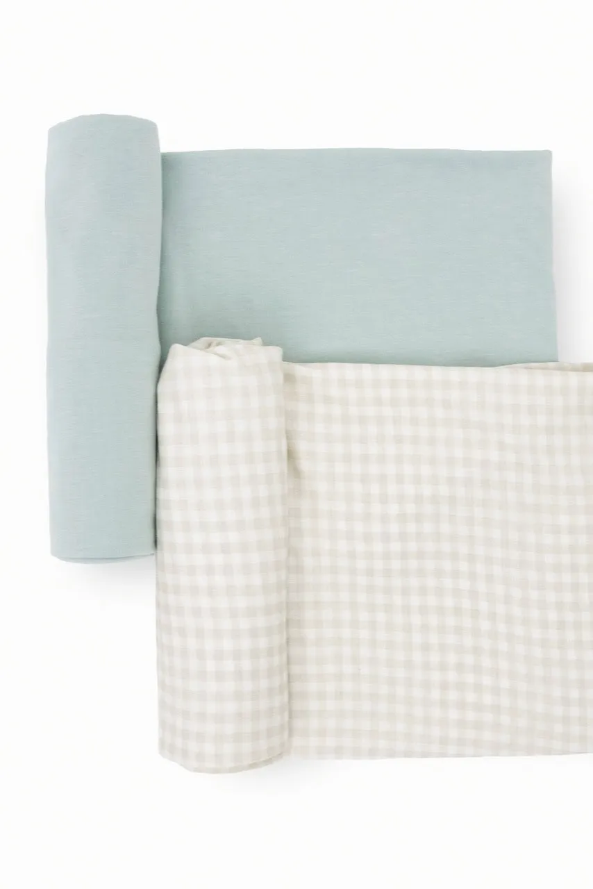 Frost Green Stretch Knit Swaddle Blanket 2 Pack
