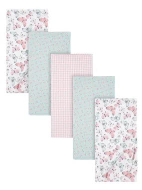 Gerber Baby Girls 100% Cotton Flannel Receiving Blankets, 5-Pack