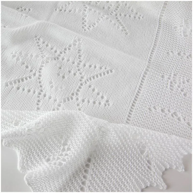 G.H.Hurt & Son Stars and Moon Cotton Baby Shawl - White