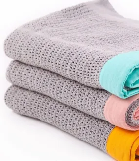 Giggle Baby - Organic Cotton Pram Blanket - Grey / Orange Trim 90x70cm.