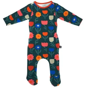 Girl's Long Sleeve Rag Romper with Footies - Floral