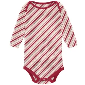 Girl's Print Bamboo Long Sleeve One Piece - Strawberry Candy Cane Stripe
