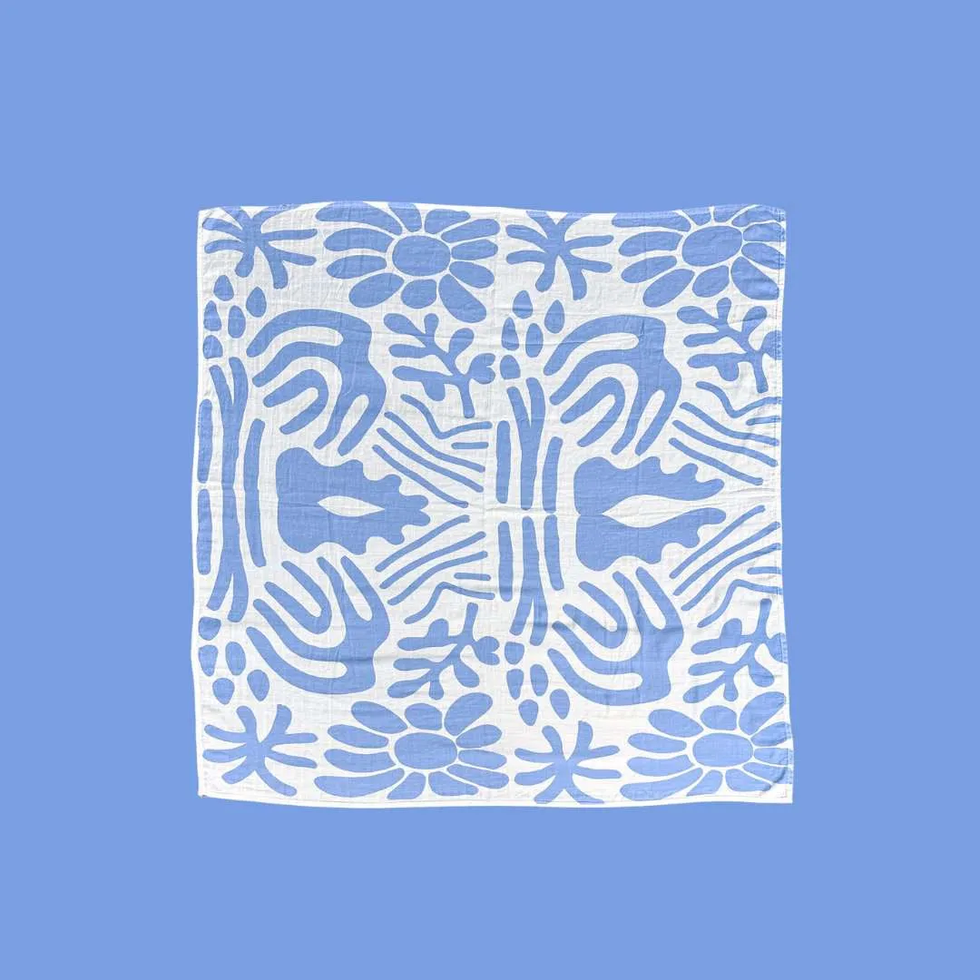Holiday Patterned Baby Swaddle - Golden Blue