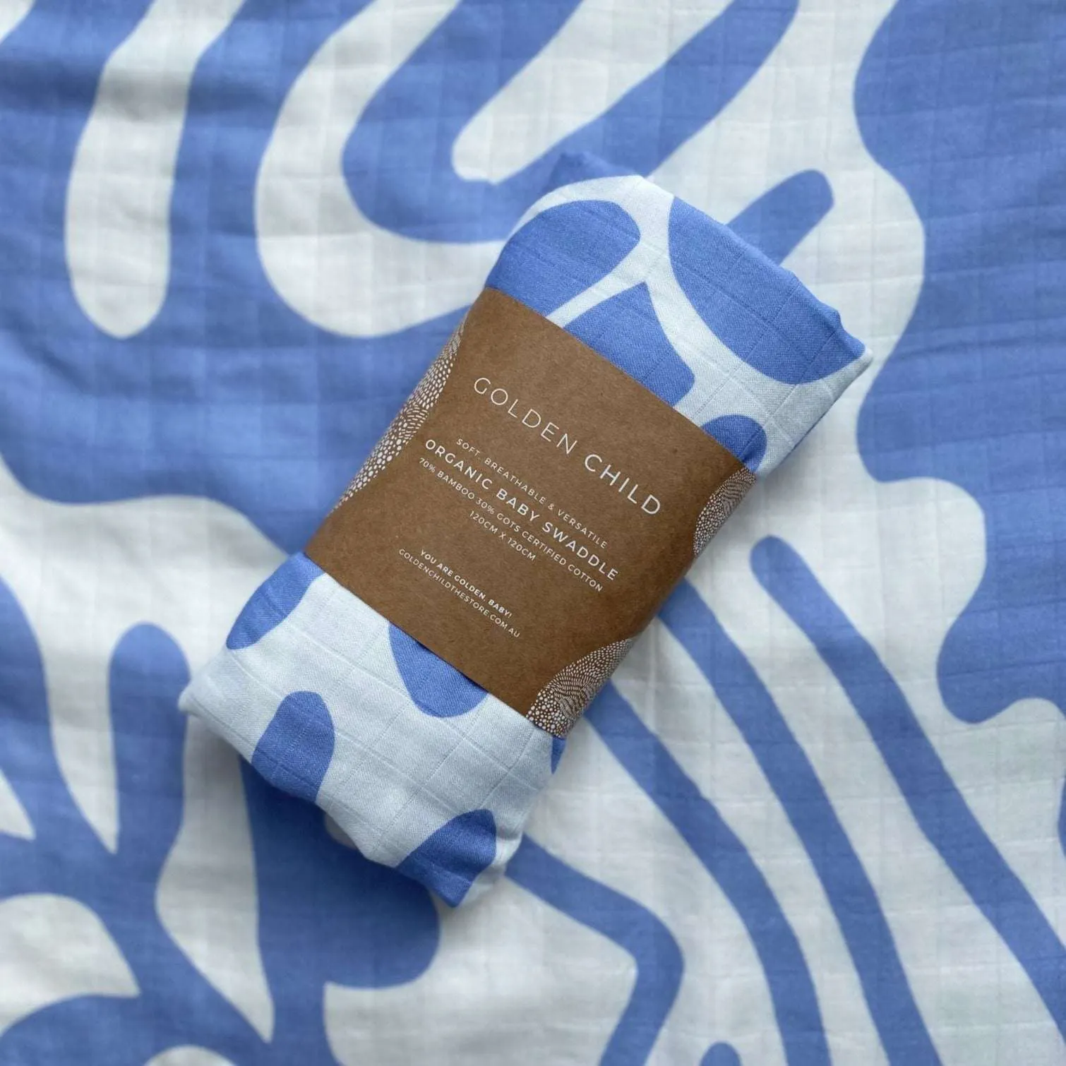 Holiday Patterned Baby Swaddle - Golden Blue
