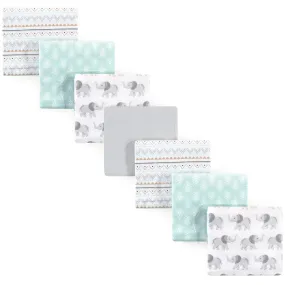Hudson Baby Cotton Flannel Receiving Blankets Bundle, Gray Elephant