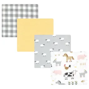Hudson Baby Cotton Flannel Receiving Blankets, Cute Farm