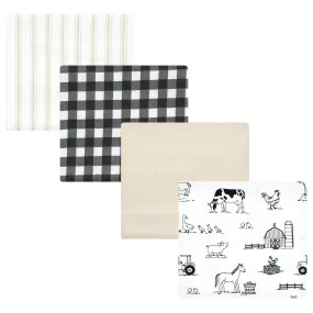 Hudson Baby Cotton Flannel Receiving Blankets, Neutral Farm