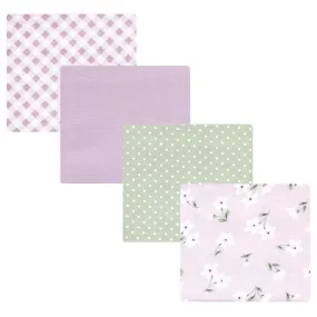 Hudson Baby Cotton Flannel Receiving Blankets, Purple Dainty Floral
