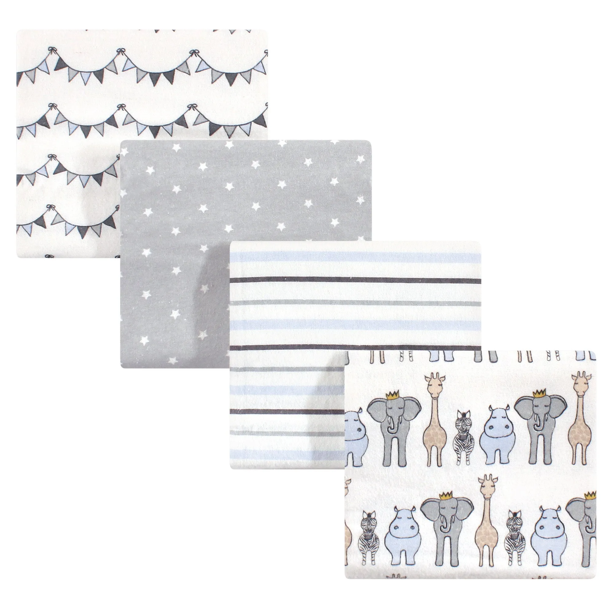 Hudson Baby Cotton Flannel Receiving Blankets, Royal Safari