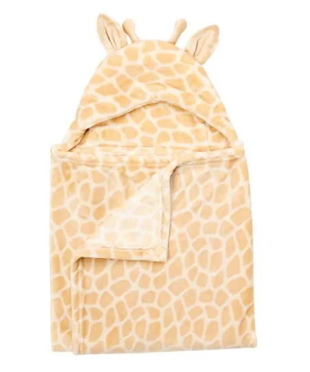 Hudson Baby Hooded Animal Face Plush Blanket, Giraffe