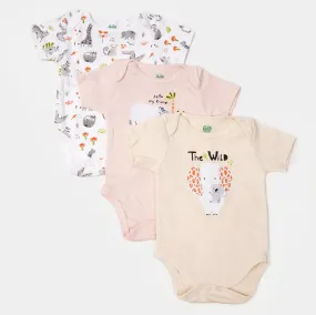 Infant Boys Rib Rompers 3PCs Set Wild Animal - Multi