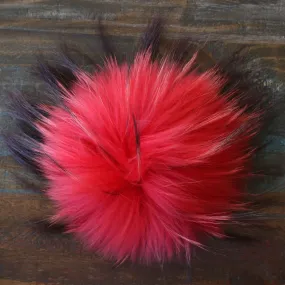 Jimmy Beans Wool Fur Pom Poms - Red - Snap (6")