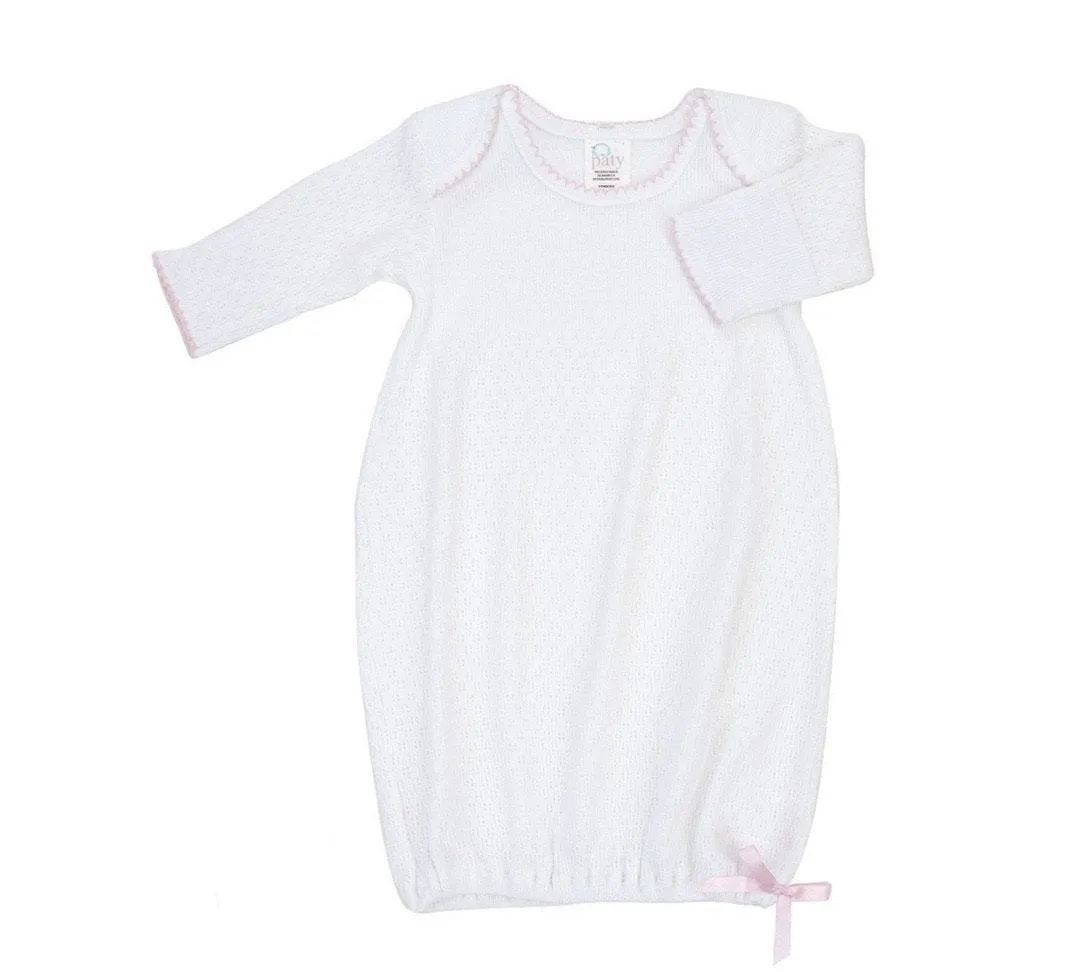 Knit Lap Shoulder Gown - Pink Trim