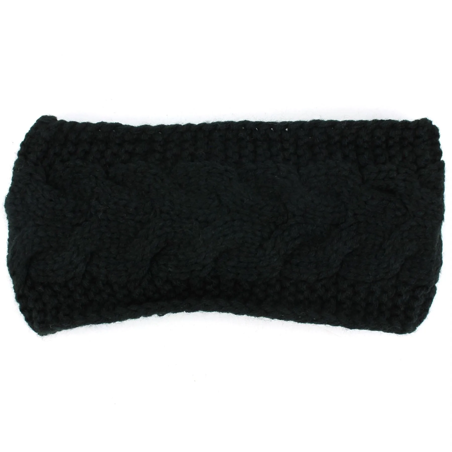 Knitted Bowknot Ribbed Headband - Black