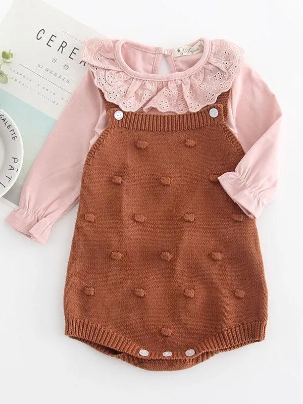 Knitted Suspender Bodysuit Crochet Cotton Onesies