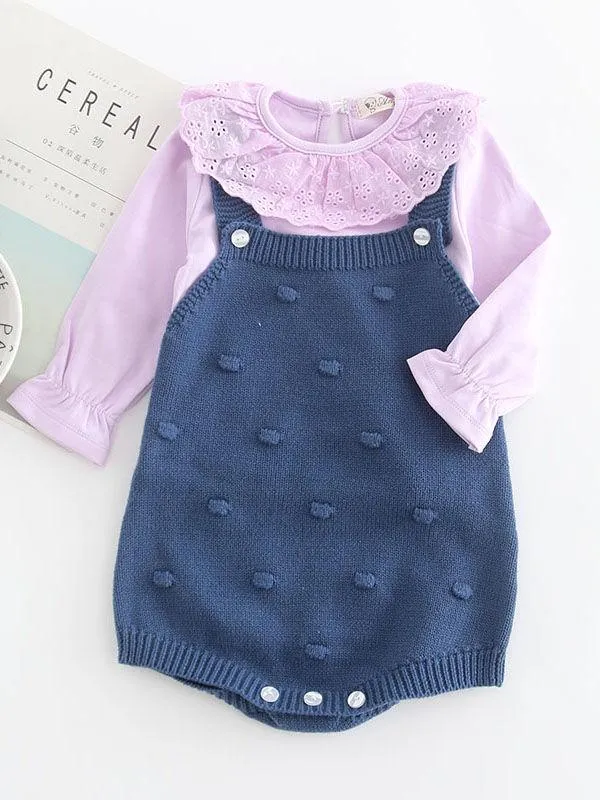 Knitted Suspender Bodysuit Crochet Cotton Onesies