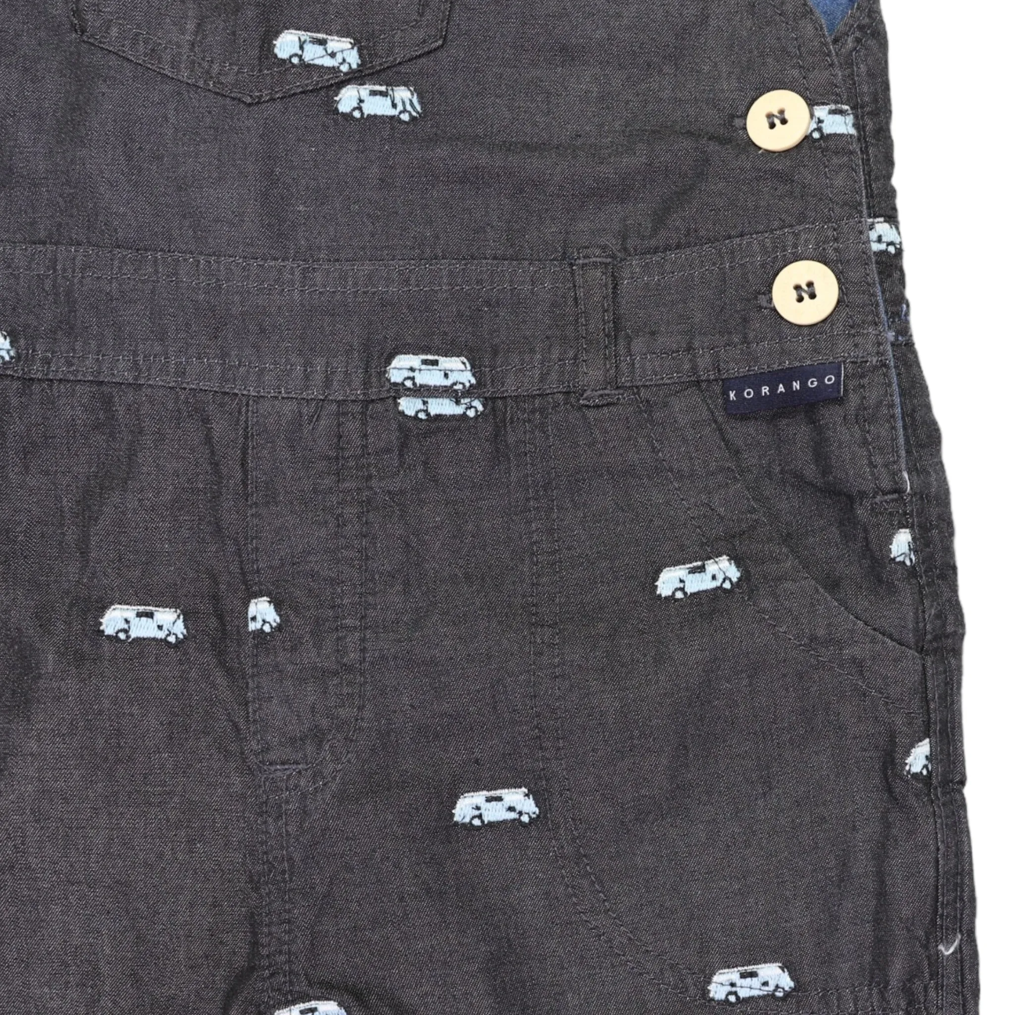 Kombi Van Embroidered Overalls Charcoal