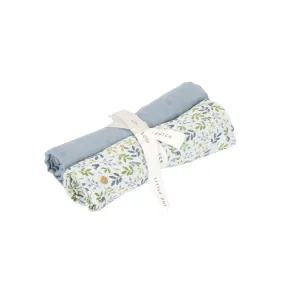 Little Dutch Muslin Swaddles - 70 x 70 cm - Forest Adventure/Denim Blue