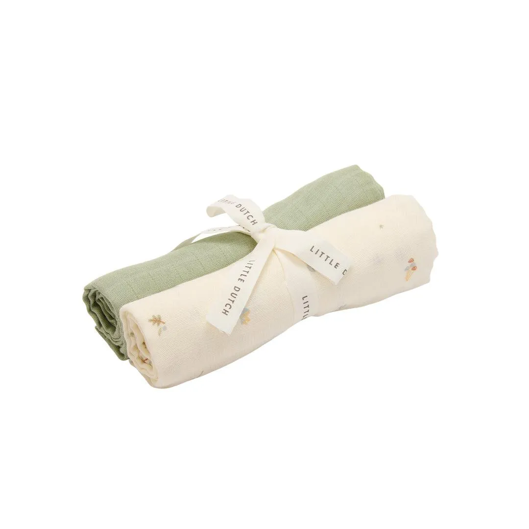 Little Dutch Muslin Swaddles - 70 x 70 cm - Forest Treasures/Sage