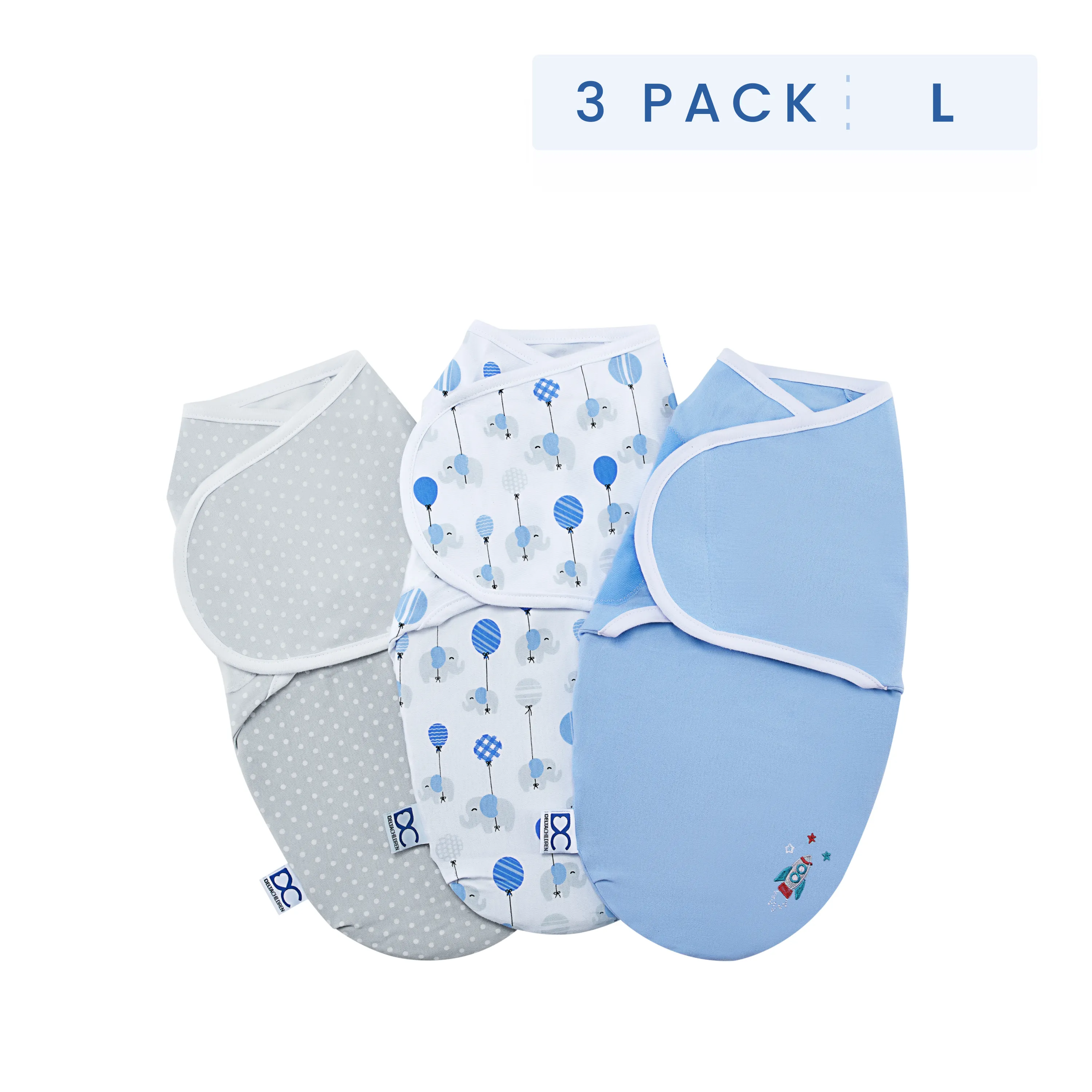 Little Lambs Adjustable Swaddle Wrap - Size Large, Fits Babies 3-6 Months/14-18 lbs., 3-Pack