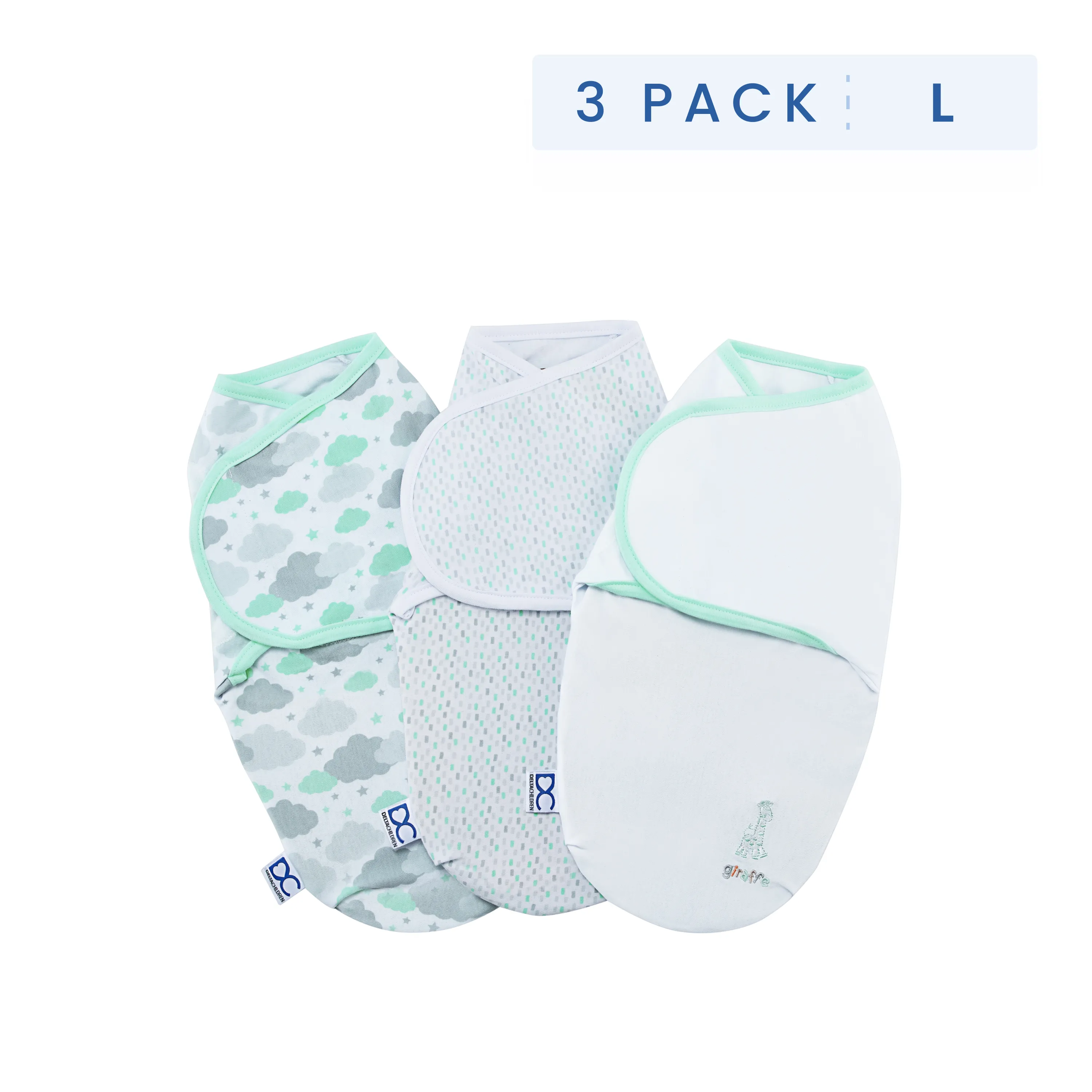 Little Lambs Adjustable Swaddle Wrap - Size Large, Fits Babies 3-6 Months/14-18 lbs., 3-Pack