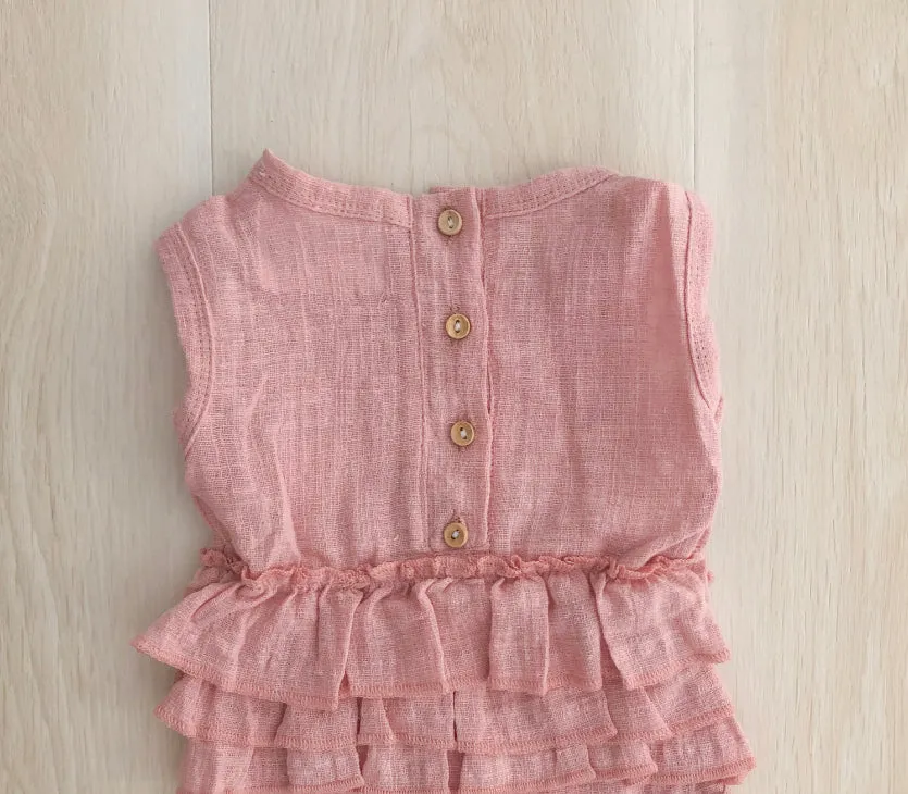 Lola Linen Ruffle Romper - Dusk