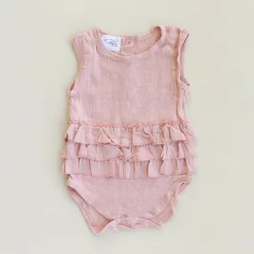 Lola Linen Ruffle Romper - Dusk
