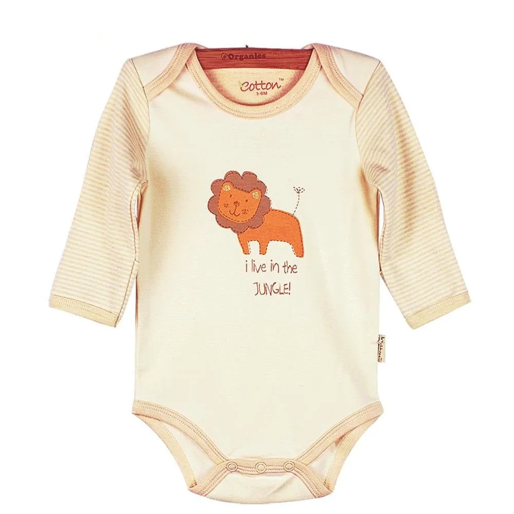 Long Sleeve Baby Onesies - Organic Newborn Bodysuit with Prints Jungle